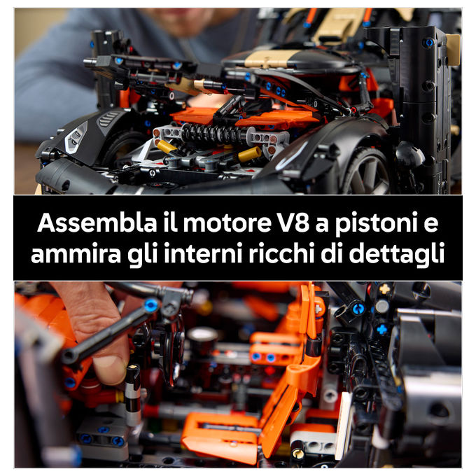 Lego 42232 Technic Kit di Modellismo per Adulti con 4104 Pezzi Motore V8 Pistoni Cambio 9 Rapporti Sospensioni Triplex Modalita' Ghost colore Multicolore