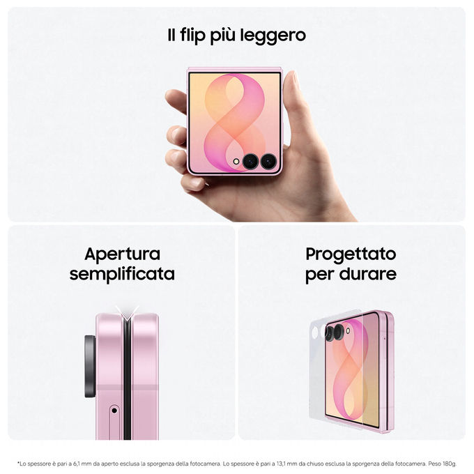 Samsung SM-F776BZKHEUE Galaxy Z Flip8 Smartphone 512GB RAM 12GB 5G Fotocamera 50MP colore Graphite