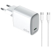 Celly Caricatore USB-C 65W con Cavo Caricabatterie da Muro Bianco