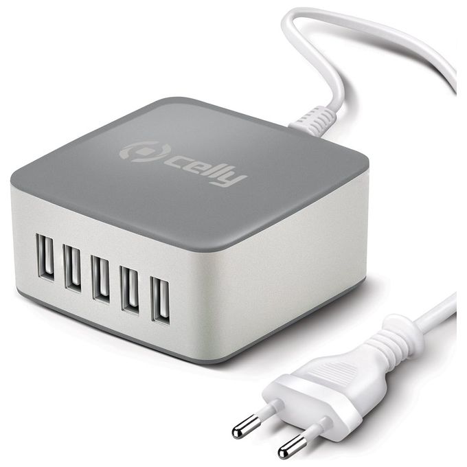 Celly power station stazione di ricarica con 5 porte USB Max 39W 7.8Ah per smartphone e tablet