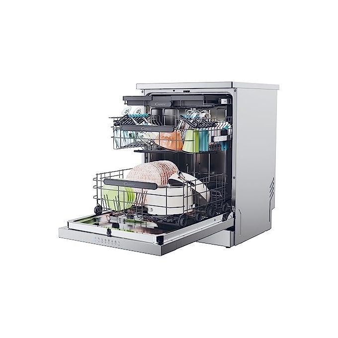 Candy RapidÓ CF 6C4F1X Lavastoviglie libera installazione 16 Coperti Wi-Fi  BLE Connesso 8 Programmi Smart Basket e Smart Door Classe C Inox