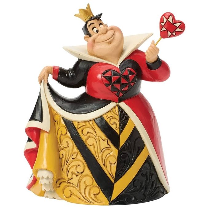 Enesco 6017854 Disney Traditions Statuetta Regina di Cuori in abito rosso e nero con dettagli rosemaling e patchwork colore Rosso