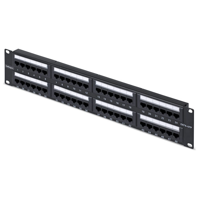 StarTech.com CPANEL48 Pannello Patch Cat6 48 porte 2U Rackmount RJ45 UTP 110 Punch-Down colore Nero