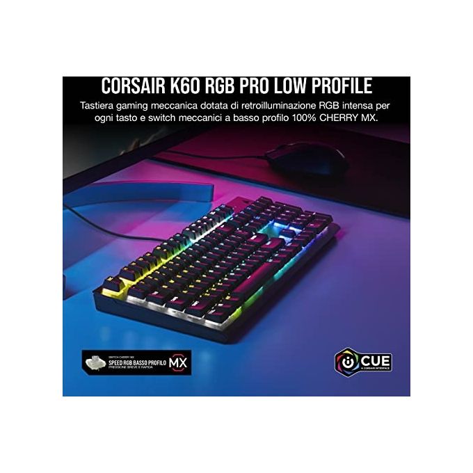 Corsair K60 Pro RGB Tastiera Meccanica MX Low Profile Speed USB Layout IT Nero