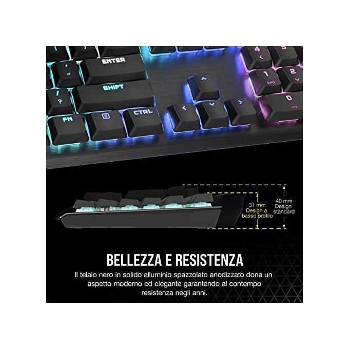 Corsair K60 Pro RGB Tastiera Meccanica MX Low Profile Speed USB Layout IT Nero