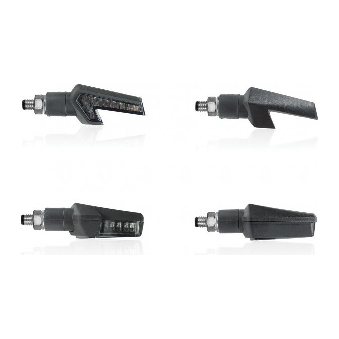 Chaft Coppia frecce moto a LED universali MINI DAYLIGHT omologate Nero-Fume