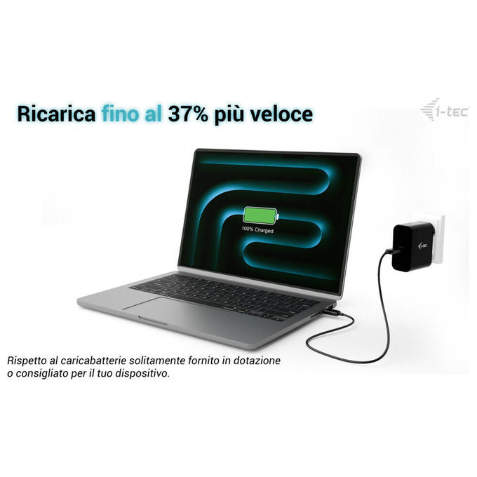 I-Tec 8595611708060 Caricatore Universale 100W USB-C GAN colore Nero