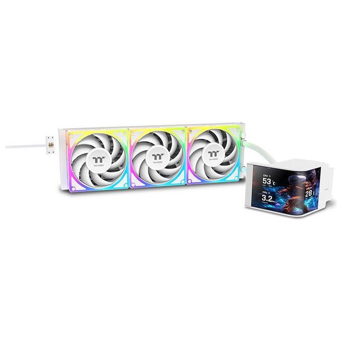 Thermaltake CL-W454-PL12SW-A MAGCurve 360 Ultra Raffreddamento a Liquido AIO ARGB 3x120mm Display AMOLED 6.67'' 365W TDP colore Bianco