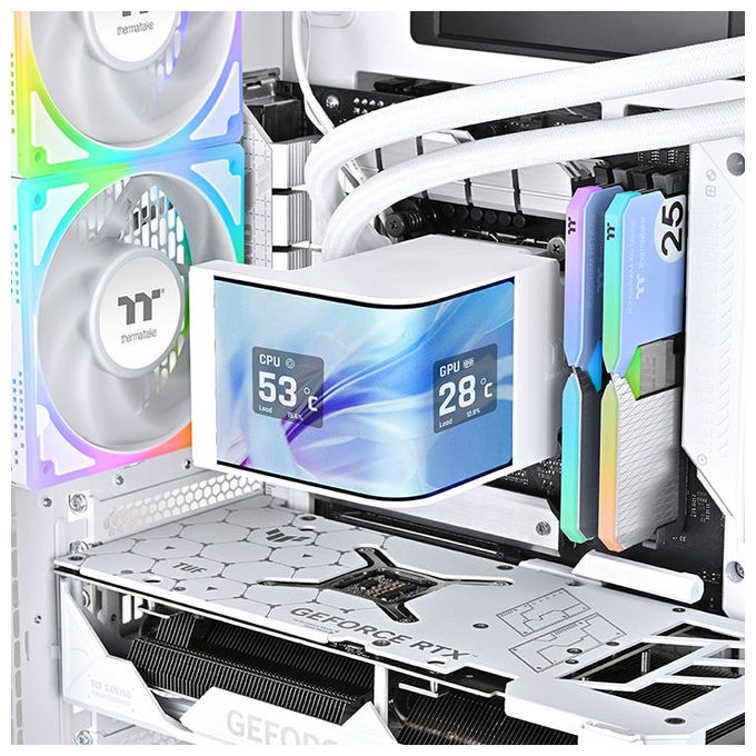 Thermaltake CL-W454-PL12SW-A MAGCurve 360 Ultra Raffreddamento a Liquido AIO ARGB 3x120mm Display AMOLED 6.67'' 365W TDP colore Bianco