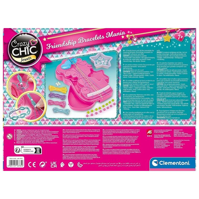 Clementoni Gioco Creativo Crazy Chic Bracelets Mania - Kit Braccialetti dell'Amicizia per Bambina