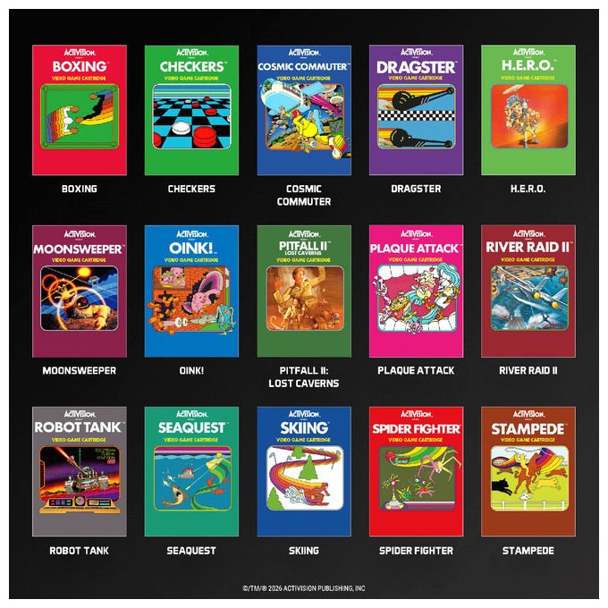 Plaion 160827 Evercade Activision Collection 2 Cartuccia con 15 Giochi Classici Piattaforma Azione Corse Sparatutto colore Nero