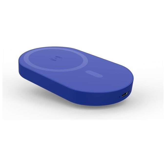 Celly COLMAGPB3000BL COLLEZIONE OFFSET Powerbank Wireless 5000 mAh compatibile Magsafe e Android con Anello Magnetico incluso colore Blu