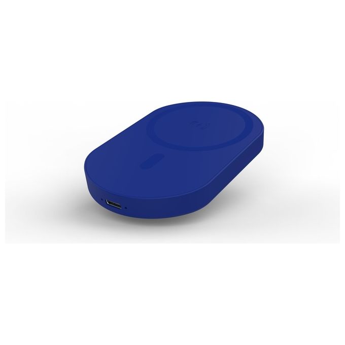 Celly COLMAGPB3000BL COLLEZIONE OFFSET Powerbank Wireless 5000 mAh compatibile Magsafe e Android con Anello Magnetico incluso colore Blu