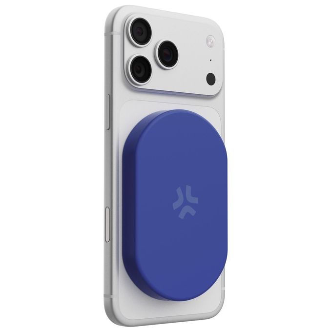 Celly COLMAGPB3000BL COLLEZIONE OFFSET Powerbank Wireless 5000 mAh compatibile Magsafe e Android con Anello Magnetico incluso colore Blu