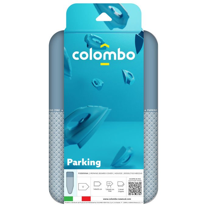 Colombo COP830 Foderina Copriasse da Stiro Triplo Strato 140x55 cm Zona Parking Cotone Biologico Made in Italy colore Blu
