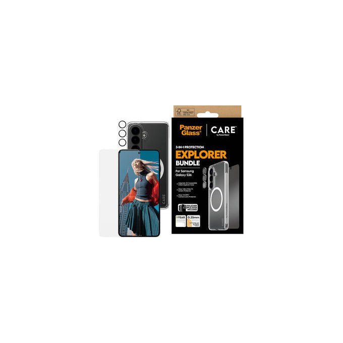 PanzerGlass CR12957 CARE by PanzerGlass 3-in-1 Bundle Custodia Cover con Protezione Schermo e Obiettivo Fotocamera Resistente ai Graffi colore Trasparente