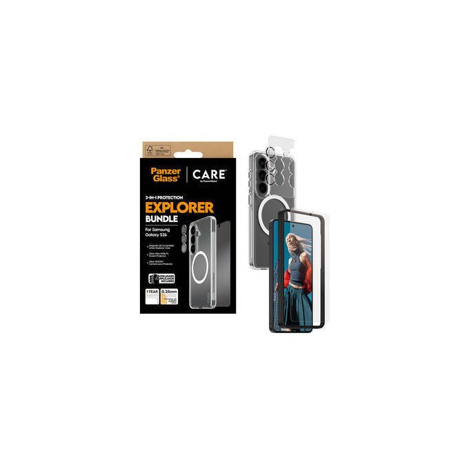 PanzerGlass CR12957 CARE by PanzerGlass 3-in-1 Bundle Custodia Cover con Protezione Schermo e Obiettivo Fotocamera Resistente ai Graffi colore Trasparente