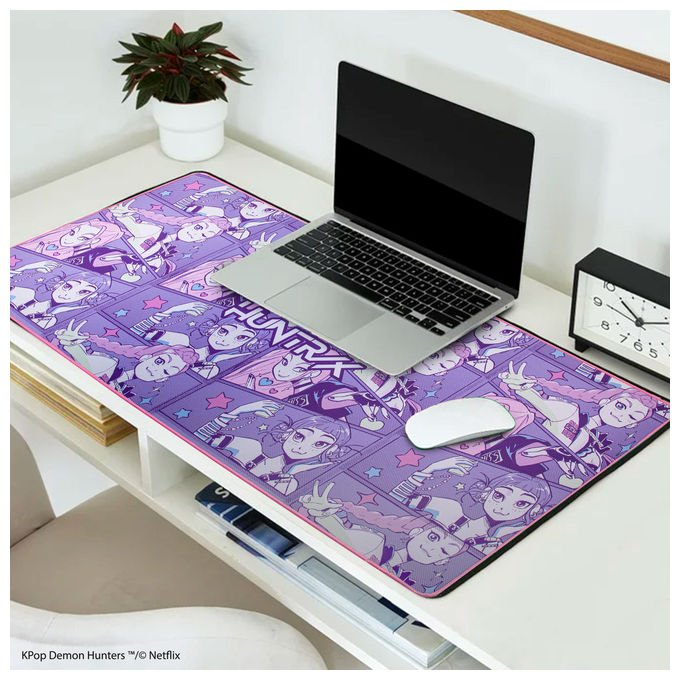 Cinereplicas 4895205624818 K-Pop Demon Hunters Tappetino Da Scrivania XL per Gaming e Studio in Neoprene con Base Antiscivolo 80x35x0.3 cm colore Nero