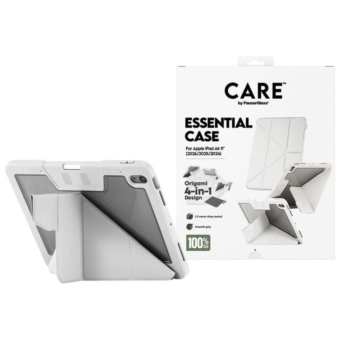 PanzerGlass CR37876 CARE Essential Cover per iPad Air 11 (2024-2026) con Design Origami 4-in-1 Angoli Rinforzati Chiusura Magnetica colore Light Grey