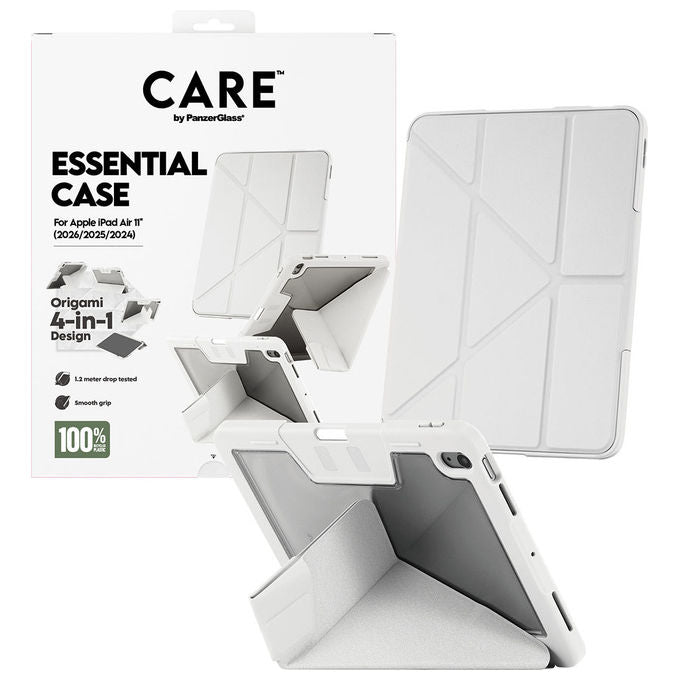 PanzerGlass CR37876 CARE Essential Cover per iPad Air 11 (2024-2026) con Design Origami 4-in-1 Angoli Rinforzati Chiusura Magnetica colore Light Grey