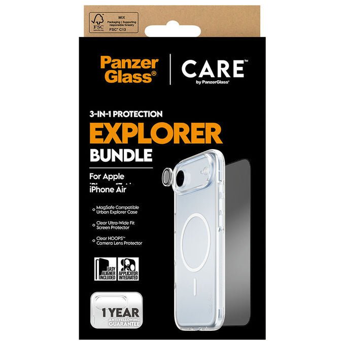 PanzerGlass CR66372 3-in-1 Flagship Explorer Bundle Pellicola proteggischermo trasparente Vetro temperato PET Silicone MagSafe compatibile colore Trasparente