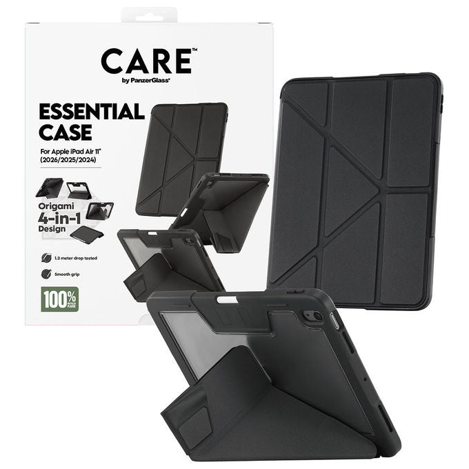 PanzerGlass CR76640 CARE by PanzerGlass Capa TPU Essential per iPad Air 11'' (2024-2026) con Design Origami 4-in-1 Chiusura Magnetica Supporto Integrato Apple Pencil colore Nero