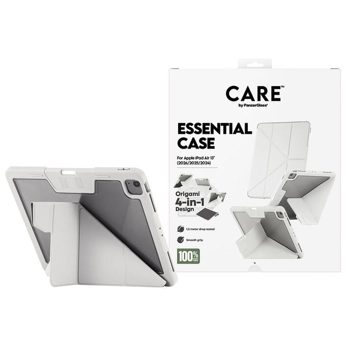 PanzerGlass CR90069 CARE by PanzerGlass Custodia 4-in-1 con Supporto Apple Pencil e Protezione Angolare Rinforzata colore Grigio chiaro