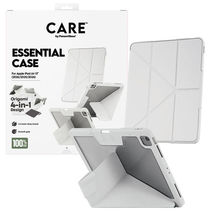 PanzerGlass CR90069 CARE by PanzerGlass Custodia 4-in-1 con Supporto Apple Pencil e Protezione Angolare Rinforzata colore Grigio chiaro