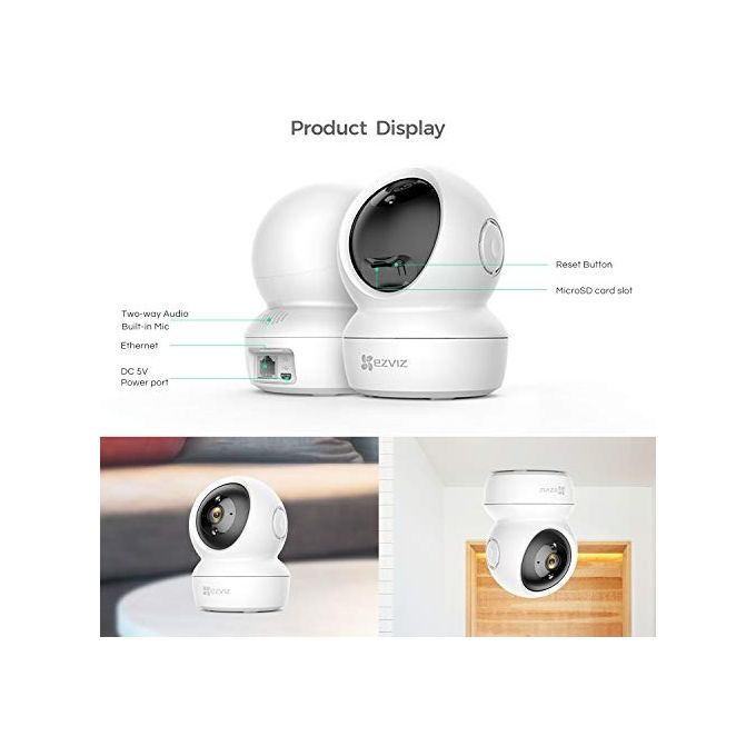 Ezviz C6N Telecamera Wi-Fi Interno Fullhd Motorizzata a 360°, Videocamera Sorveglianza Interno Wi-Fi per Animali e Bambini con Visione Notturna, Tracciamento del Movimento e Audio Bi-direzionale