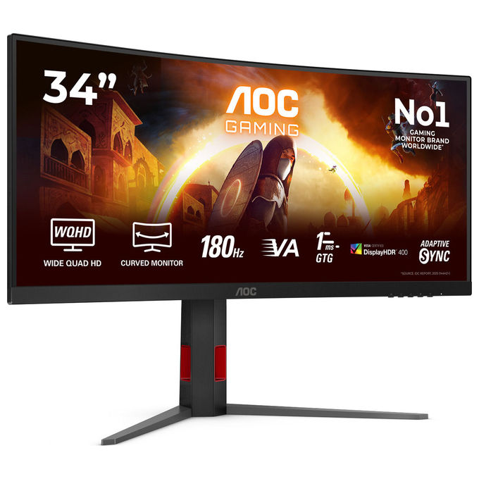 AOC CU34G4CA Monitor Gaming Curvo 34'' 3440x1440 180Hz 1ms HDR400 Adaptive Sync colore Nero