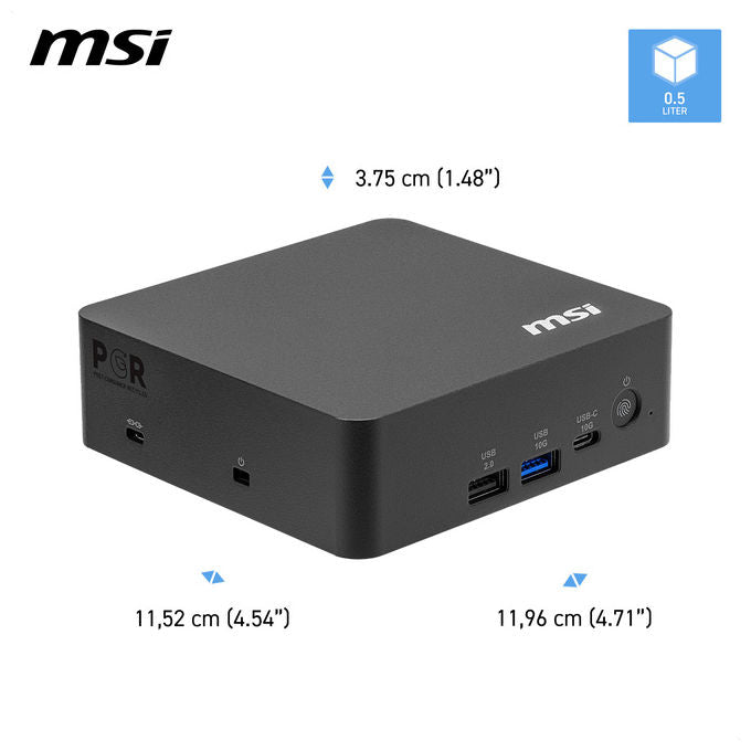 MSI CUBI NUC AI+ 3MG-004BEU Mini PC barebone Intel SoC FCBGA2540 Wi-Fi 7 colore Nero