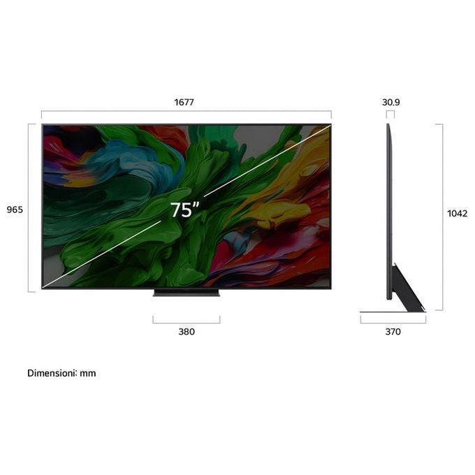 LG televisore QNED86B 75 pollici 75QNED86B6B 4K MiniLED AI webOS Dynamic QNED Color Pro design slim 29,7mm Charcoal Black