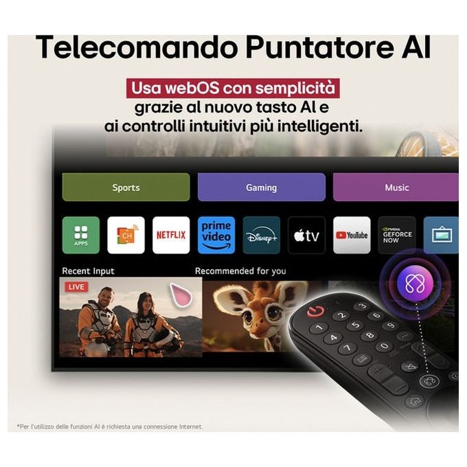 LG televisore QNED86B 75 pollici 75QNED86B6B 4K MiniLED AI webOS Dynamic QNED Color Pro design slim 29,7mm Charcoal Black