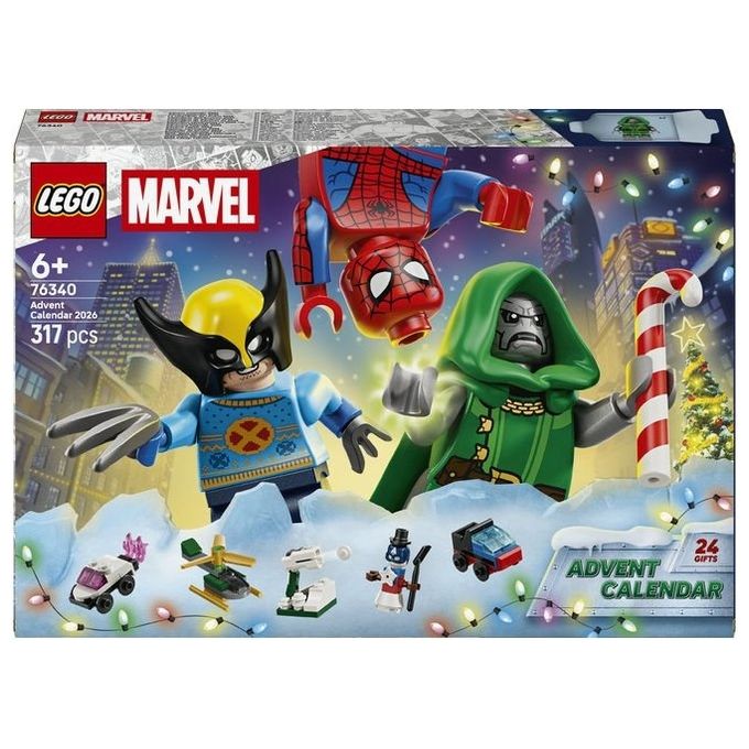 Lego 76340 Calendario dell'Avvento 2026 Set da Costruzione 317 Pezzi con 6 Minifigure Marvel colore Multicolore