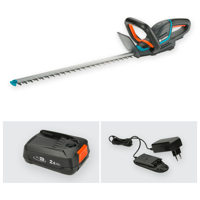 GARDENA Tagliasiepi a Batteria ComfortCut 60 18V POWER FOR ALL, Set pronto all’uso incl. batteria + caricabatterie