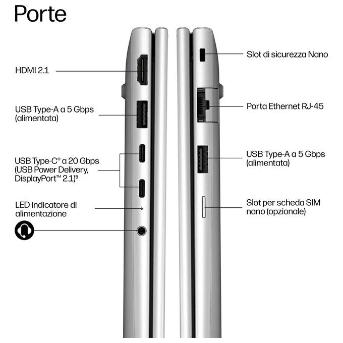 HP DQ6M8AT ProBook 4 G2i Computer portatile Intel Core 5 16 GB LPDDR5x 512 GB SSD Wi-Fi 7 Windows 11 Pro colore Argento