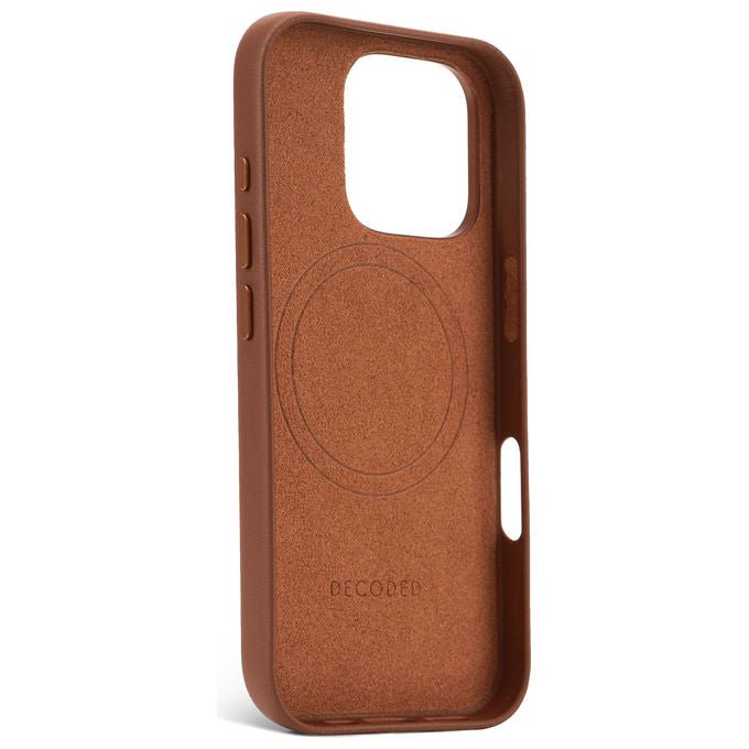 Decoded D25IPO16PBC1TN Leather Case Cover per iPhone 16 Pro in pelle pieno fiore compatibile MagSafe resistente agli urti colore Marrone
