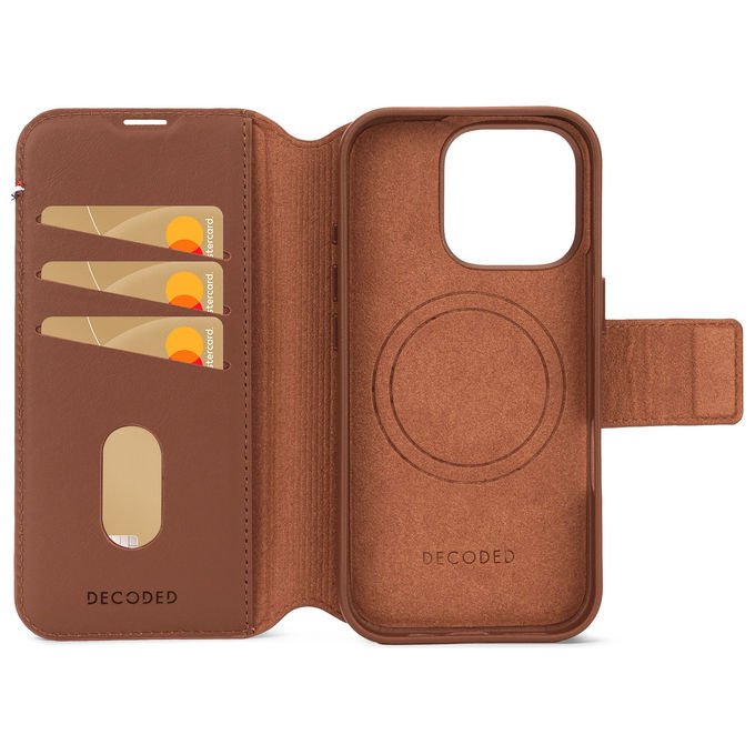 Decoded D25IPO16PDW5TAN Capa Carteira Amovibile per iPhone 16 Pro 3 Slot Carte Compatibile MagSafe Ricarica Wireless colore Marrone