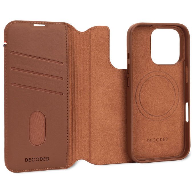 Decoded D25IPO16PDW5TAN Capa Carteira Amovibile per iPhone 16 Pro 3 Slot Carte Compatibile MagSafe Ricarica Wireless colore Marrone