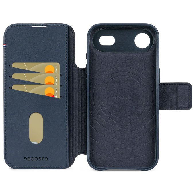 Decoded D26IPO17ADW5NW Custodia a libro Pelle MagSafe design elegante sistema magnetico rimozione flessibile colore Blu marino