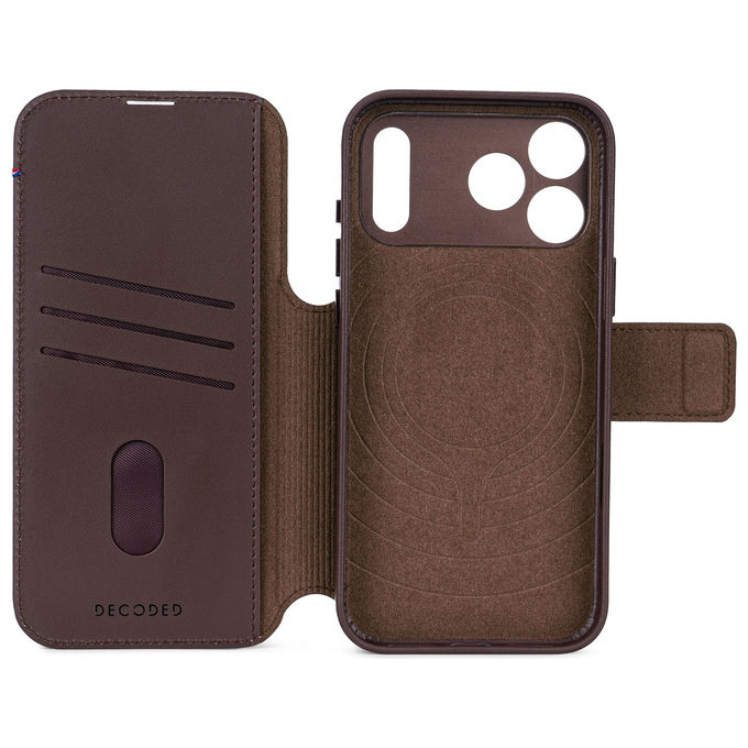 DECODED D26IPO17PDW5CN Decoded Leather Detachable Wallet per iPhone 17 Pro con Portafoglio Magnetico e Compatibilita' MagSafe colore Marrone Cioccolato