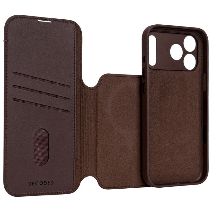 DECODED D26IPO17PDW5CN Decoded Leather Detachable Wallet per iPhone 17 Pro con Portafoglio Magnetico e Compatibilita' MagSafe colore Marrone Cioccolato