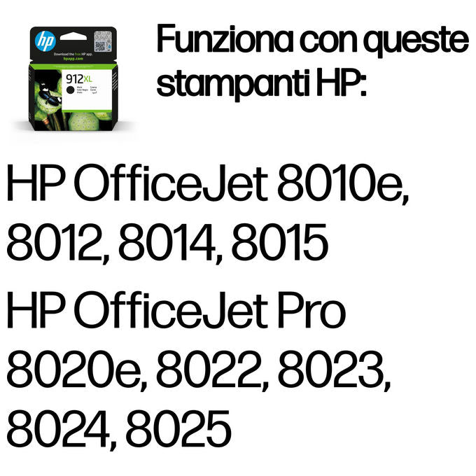 HP 3YL84AE Cartuccia di inchiostro nero originale 912XL ad alta capacita' 18 ml resa 720 pagine colore Nero