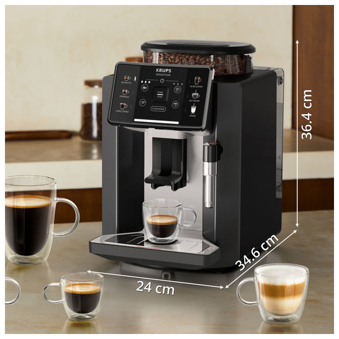 Krups EA910A10 Sensation Macchina da caffe' Automatica Capacita' serbatoio 1,7 L Pressione 15 bar Potenza 1450 W colore Nero Cromo
