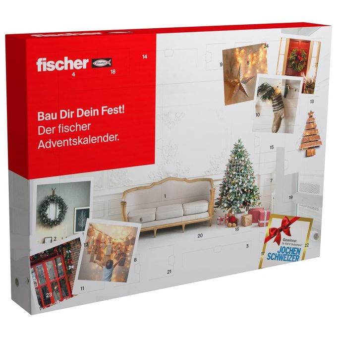 Fischer 578708 Adventskalender 2026 con 24 Sorprese colore Rosso