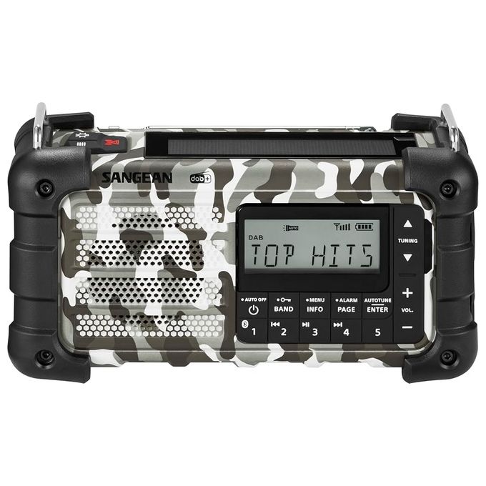 Sangean A500481 MMR-99 Radio di Emergenza con DAB+ FM Bluetooth Ricarica Manovella e Solare Torcia SOS IP55 colore Camo