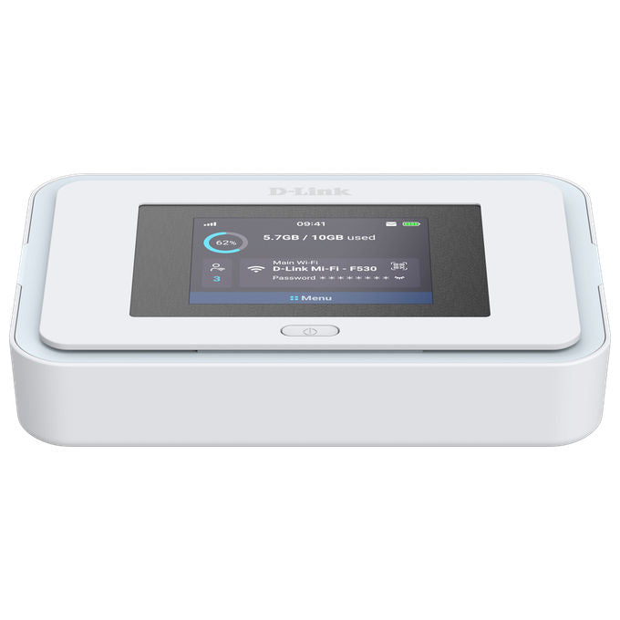D-Link F530 5G NR AX3000 Wi-Fi 6 Mobile Hotspot Wi-Fi 6 (IEEE 802.11ax) Velocita' fino a 3000 Mbit-s Batteria 5260 mAh Schermo 2.4 pollici colore Nero