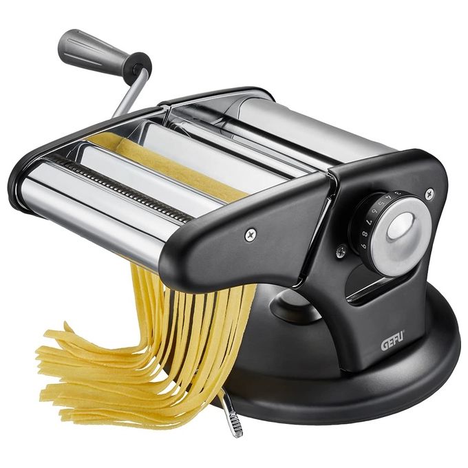Gefu G-29401 Pasta Perfetta Nero Macchina per Pasta Manovella Spessore 0.2 mm - 3 mm Larghezza Massima 14 cm Pulizia Automatica Base Antiscivolo colore Nero