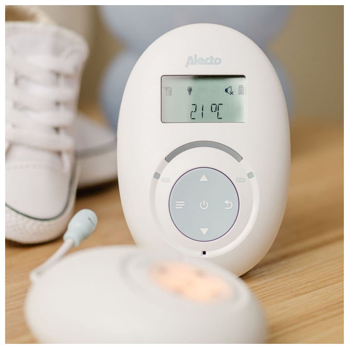 Alecto DBX120 Full Eco DECT Baby Monitor con Funzione Talk-Back e 5 Ninne Nanne Pre-programmate colore Bianco Blu