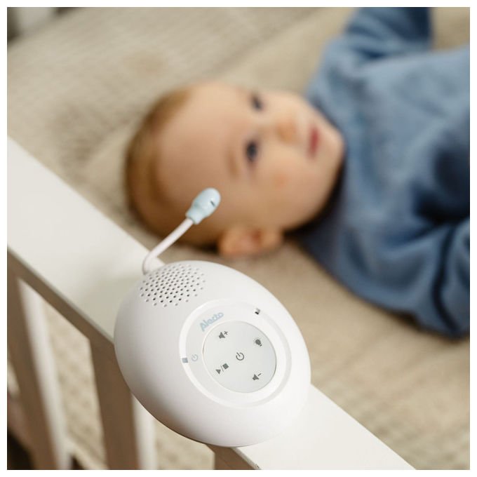 Alecto DBX120 Full Eco DECT Baby Monitor con Funzione Talk-Back e 5 Ninne Nanne Pre-programmate colore Bianco Blu